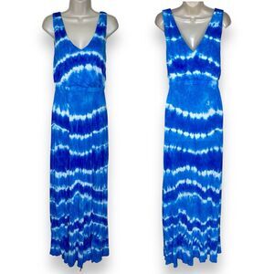 INC International Concepts Blue Tie Dye Ombre Maxi Dress Sleeveless Women Small